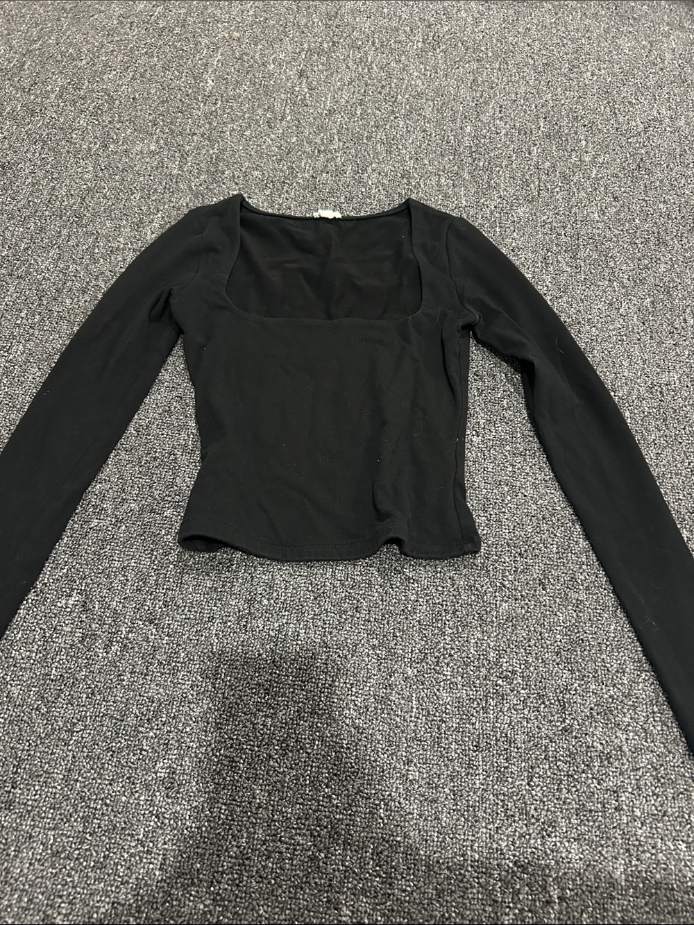 Garage Black Long-Sleeve Square Neck Top